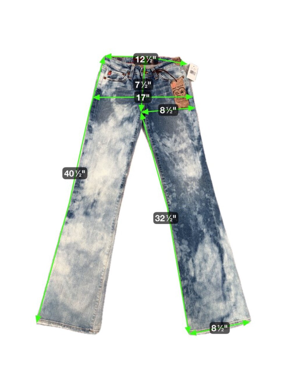 Big Star Flare Jeans 27R Bleach Wash Stretch Denim USA Retro Y2K Hippie - Picture 2 of 14